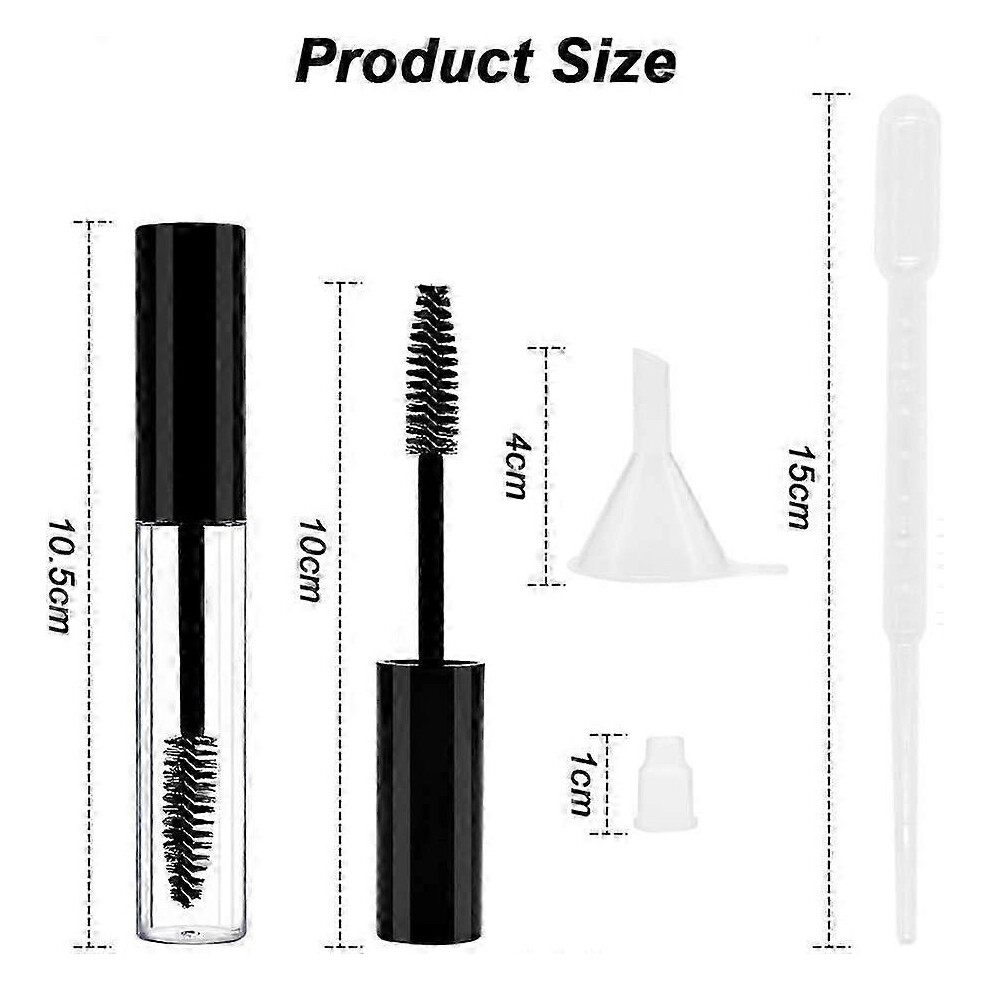 (As show, One size) DIY Makeup Kit: 3pcs 8ml Empty Mascara Tubes with Wand Rubber Insert and Castor Oil Funnel