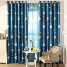 (As show, One size) Children Kids Planet Print Room Darkening Curtain Grommet Top Thermal Insulated Engery Saving Drape, 2 Panel, 52X84 inch