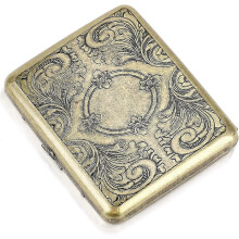 (As show, One size) Golden Peony Grass Cigarette Case - Holds 20 Cigarettes