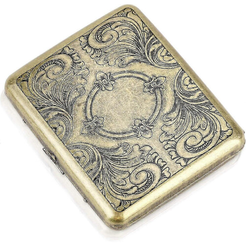 (As show, One size) Golden Peony Grass Cigarette Case - Holds 20 Cigarettes