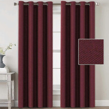 (As show, One size) Linen Blackout Curtains 84 Inches Long for Bedroom/Living Room Thermal Insulated Grommet Curtain 2 Panels - Burgundy