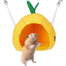 (As show, One size) Pineapple hamster soft hair hamster house bed small animal hamster hanging house cage sugar glider cage