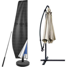 (As show, One size) Parasol protective cover with rod cover for parasol 2m to 3m Large parasol protective cover UV protection weatherproof windproof and snowproof 265x40/