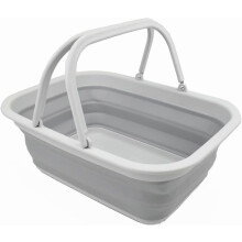 (As show, One size) 9.2L (2.37Gallon) Collapsible Tub with Handle - Portable Outdoor Picnic Basket/Crater - Foldable Shopping Bag - Space Saving(1, Grey)