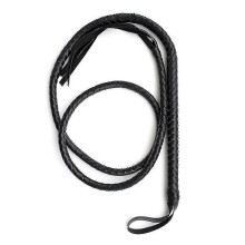 1.9m Bull Whip Leather And Suede Braided Tails Equestrian Horse Whips (black)-E