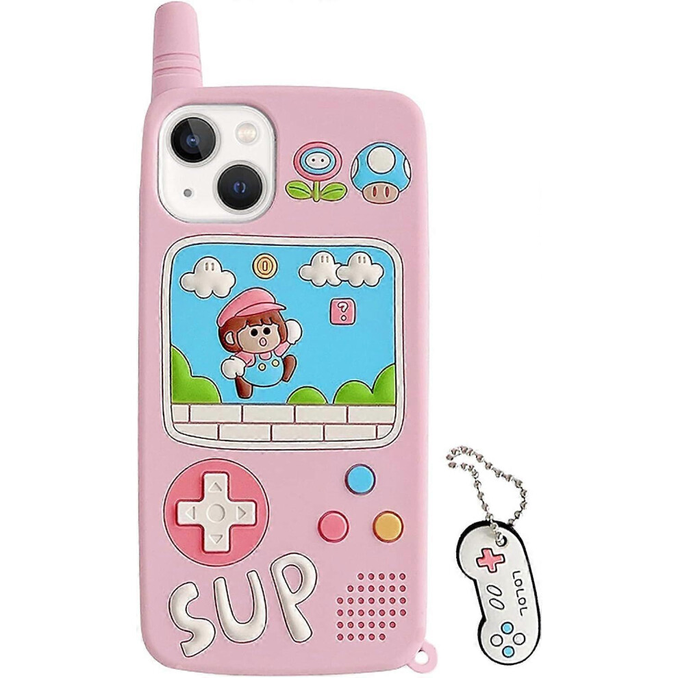 (As Show, One Size) Iphone 13 Pro Max Case Women's Silicone 3D Kawaii Retro Shockproof Cute Case With Keychain For Iphone 13 Pro Max (Game ) Pink 4631153662126