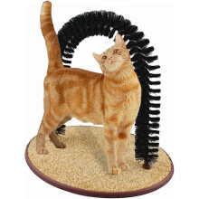 (As show, One size) Perfect Cat Grooming Arch With Bag Of Catnip - Self Scratcher And Massager Brushing Post Reduces Shedding-Colour Boxed