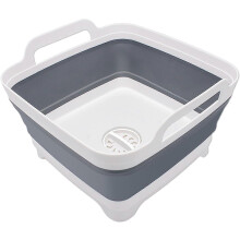 (As show, One size) 2.4 Gal(9L) Collapsible Dish Basin with Drain Plug, Space Saving Outdoor Multiuse Foldable Sink Tub, Dishpan, Kitchen Storage Tray for Camping