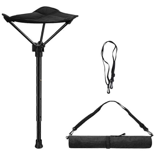 Folding Walking Stick Tripod Stool Adjustable Height Seat Stick Adjustable Seat Folding Stool Folding Stick Chair