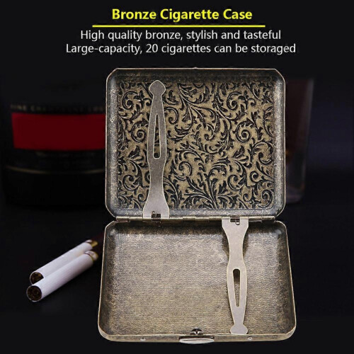 Retro Bronze Metal Cigarette Box Case Double Sided Pocket Holder for 20 Cigarettes (#3) 1