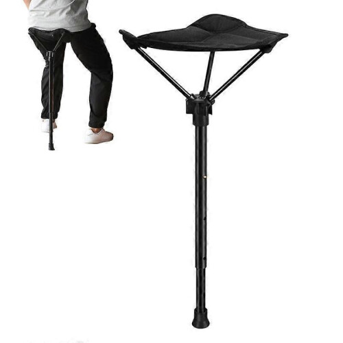 Folding Walking Stick Tripod Stool Adjustable Height Seat Stick Adjustable Seat Folding Stool Folding Stick Chair 1