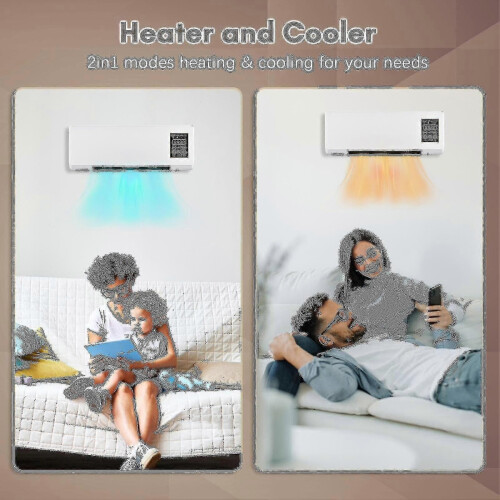 2-in-1 Portable Heater & AC - Wall/Desktop Mount, Heating/Cooling with Timer 2