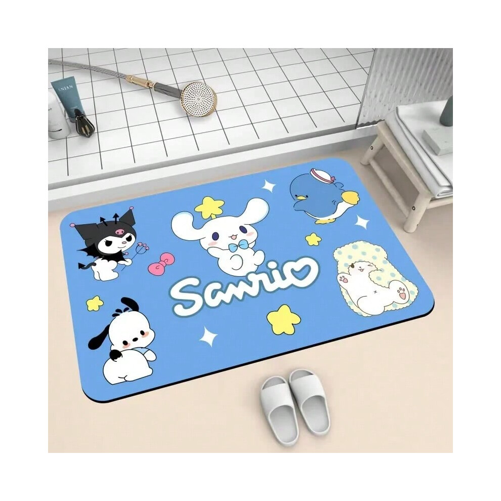 (617JDM127, (16x24in)40x60cm) MINISO  Kuromi My Melody Print Bathroom Mat Non-Slip Doormat Washable Rug for Living Room Bedroom Kitchen Mat Drain Mat-image-OPC-PHMGMB5-NEW