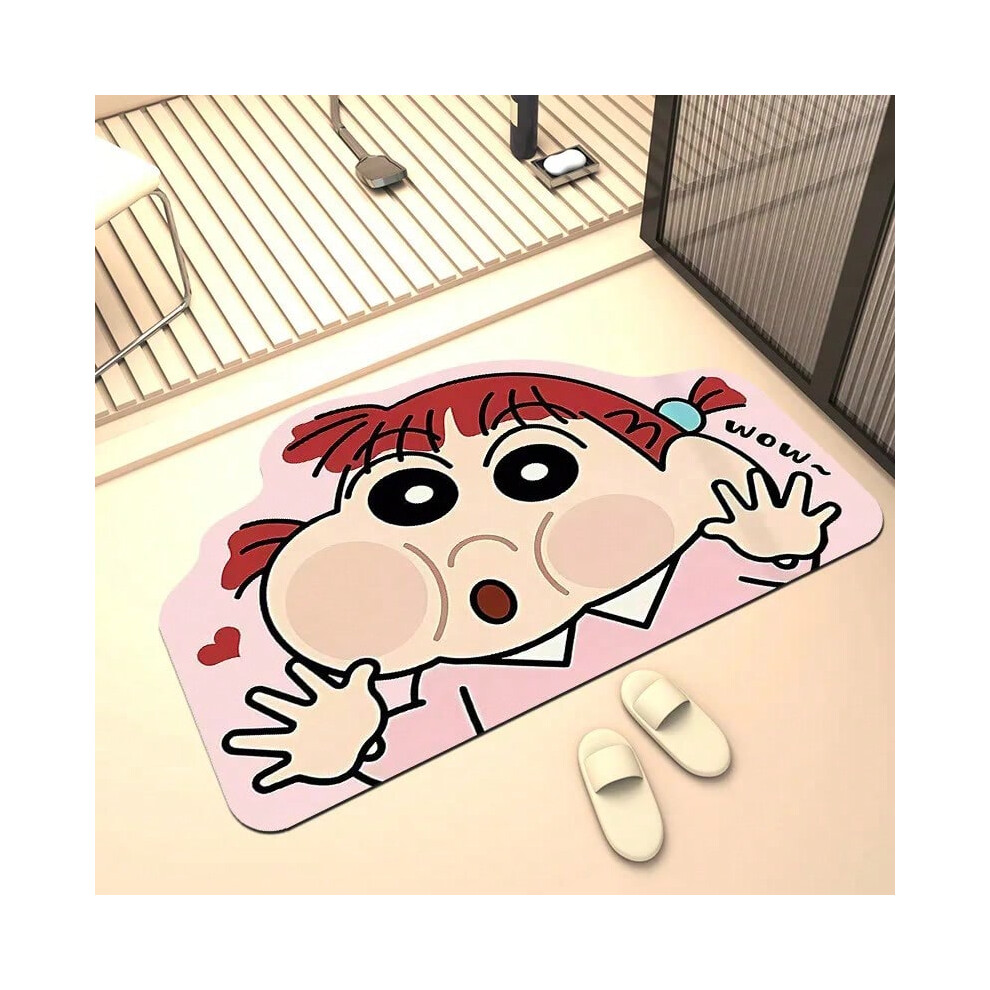 (Window pink skirt, 50x80cm) Crayon Shin chan Bathroom Non slip Foot Mat Cartoon Irregular Water Absorbing Easy to Dry Door Mat Bathroom Diatom Mud Fl-image-OPC-PHMGMMR-NEW
