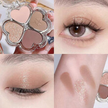 (C) Clover Eyeshadow Palette Highlight Four-color Dreamy Eye Makeup Fine Pearlescent Eye Shadow Eye Shadow All In One Palette Blush