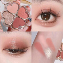 (B) Clover Eyeshadow Palette Highlight Four-color Dreamy Eye Makeup Fine Pearlescent Eye Shadow Eye Shadow All In One Palette Blush