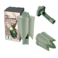(Green) 2025 New 2 in 1 Bell Pepper Cutter Pepper Porer Seed Remover Tool