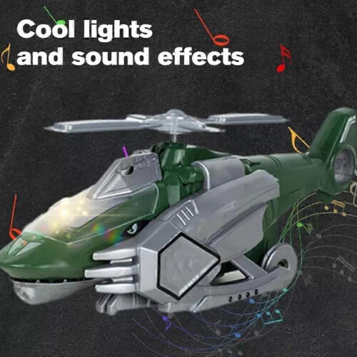 (blue) LED Transforming Dinosaur Helicopter Toy,Automatic Transform Cars With Music 1