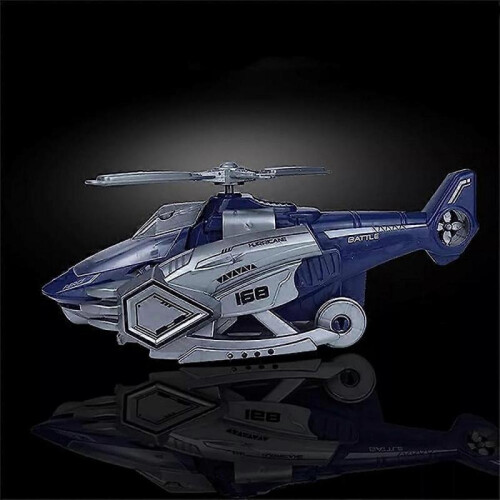 (blue) LED Transforming Dinosaur Helicopter Toy,Automatic Transform Cars With Music