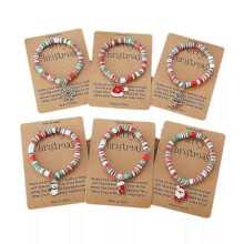 (Six piece set) Christmas Bracelet with Wish Cards Cute Xmas Charm Bracelets