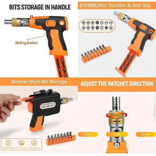 (grey) 16-In-1 Multi Screwdriver Set, Electric Screwdriver Gun with Magnetic Bit Set 1