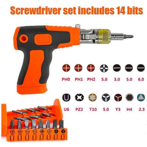 (grey) 16-In-1 Multi Screwdriver Set, Electric Screwdriver Gun with Magnetic Bit Set 2