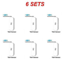 (WiFi 6pcs) Wifi 3.0 Temperature And Humidity Sensor Indoor Smart Hygrometer Thermometer Supports