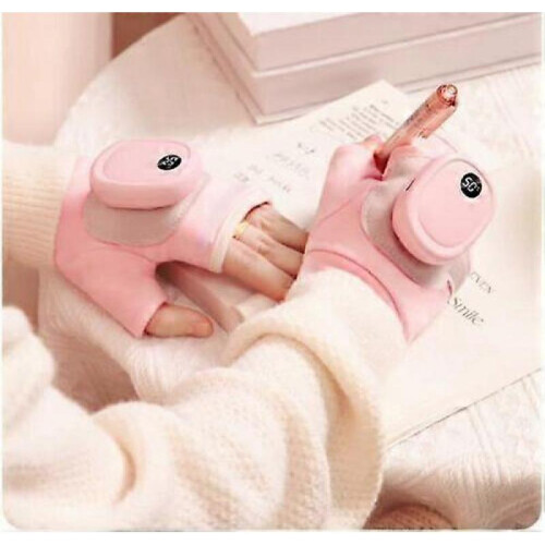 (Black adapter) Smart Thermostatic Heated Fingerless Gloves Portable Heating with DigitalDisplay 1