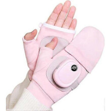 (Pink heating gloves) Smart Thermostatic Heated Fingerless Gloves Portable Heating with DigitalDisplay