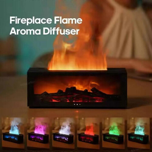 (White with 3 essential oil) My Mini Fireplace Diffuser for Essential Oils,Flame Aroma Humidifier with Remote 2