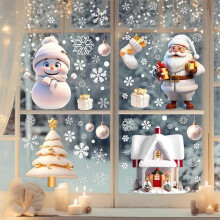 (3D Christmas) Christmas Window Stickers Clings Snowflakes Decorations for Glass Decorations Holiday Decals for Party 4 Sheets