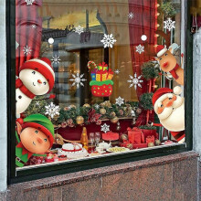 (The bearded old man) Christmas Window Stickers Clings Snowflakes Decorations for Glass Decorations Holiday Decals for Party 4 Sheets