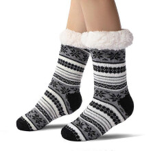 (Black Grey) Ultra-thick Cashmere Slipper Home Socks, 2025 New Slipper Socks with Grips