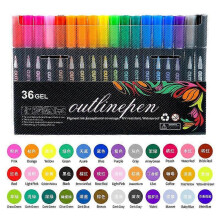(36 color set) New Double Line Outliner Markers,Coloring Lightstick Graffiti Pen Metallic Marke