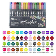 (48 color set) New Double Line Outliner Markers,Coloring Lightstick Graffiti Pen Metallic Marke