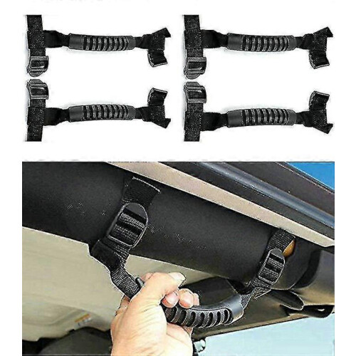 4 x Haltegriffe für Überrollbügel, kompatibel mit Jeep Wrangler (schwarz)