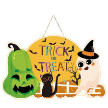 (Ghost style) Cardboard Halloween Pumpkin Trick Or Treat Decoration Haunted House Decor 20cm