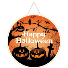 (Round style) Cardboard Halloween Pumpkin Trick Or Treat Decoration Haunted House Decor 20cm