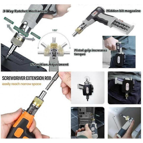 (orange)16-In-1 Multi Screwdriver Set, Electric Screwdriver Gun with Magnetic Bit Set 2