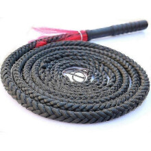 Volledig handgemaakte Chambray en Bull Whip gemaakt van duurzaam echt leer Zwarte Bull Whip, Luxe gevlochten paardenzweep - Perfect-1M