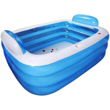 Piscina inflable rectangular de PVC de 150 x 115 x 50 cm para niños y adultos, para exteriores.