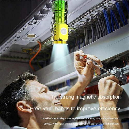 (Gradient Green) Three-Eyed Monster Mini Flashlight Rechargeable LED Flashlights High Lumens 1