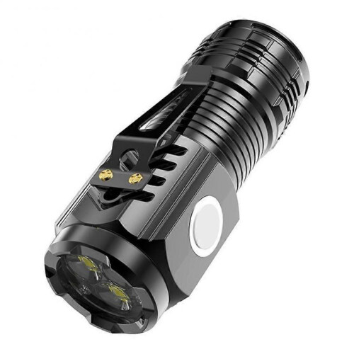 (Black) Three-Eyed Monster Mini Flashlight Rechargeable LED Flashlights High Lumens