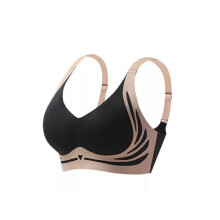 (Black 2XL 145-160 pounds) Lifting Anti-Sagging Wireless Push-up Bra, Women Adjustable V Neck No Underwire