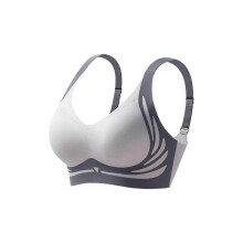 (Blue L 110-130 pounds) Lifting Anti-Sagging Wireless Push-up Bra, Women Adjustable V Neck No Underwire
