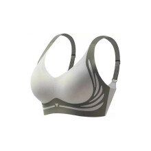 (Green L 110-130 pounds) Lifting Anti-Sagging Wireless Push-up Bra, Women Adjustable V Neck No Underwire