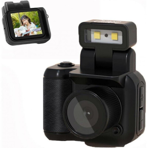 (Black with battery) Mini Camera, Mini Vintage Camera, Tiny Nostalgic Snap Camera