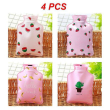 (4pcs mix C)Winter Warmer Hot Water Bag Cute Hot Water Bottle for Period Pain Stuffed Menstrual