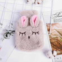(Beige)Winter Warmer Hot Water Bag Cute Hot Water Bottle for Period Pain Stuffed Menstrual