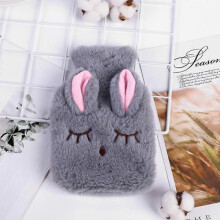 (grey)Winter Warmer Hot Water Bag Cute Hot Water Bottle for Period Pain Stuffed Menstrual